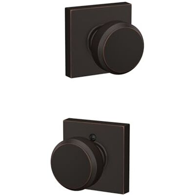 SCHLAGE F10 BWE 716 COL Bowery-knop met Collins Trim Hall & Closet Passage Deurslot, verouderd brons SCHLAGE F10 BWE 716 COL Bowery-knop met Collins Trim Hall & Closet Passage Deurslot, verouderd brons