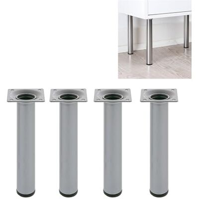 Amig Set van 4 Ronde Meubelpoten 30X600 cm Staal Voor Keuken-, Eetkamer- en Bureautafels Krasbeschermende Dop Duurzaam Zwart Schroeven inbegrepen Amig Set van 4 Ronde Meubelpoten 30X600 cm Staal Voor Keuken-, Eetkamer- en Bureautafels Krasbeschermende Dop Duurzaam Zwart Schroeven inbegrepen