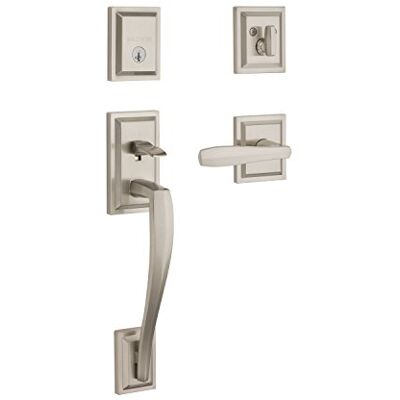 Baldwin Prestige Torrey Pines Low Profile Single Cylinder Handleset with Torrey Lever Featuring SmartKey in Satin Nickel Baldwin Prestige Torrey Pines Low Profile Single Cylinder Handleset with Torrey Lever Featuring SmartKey in Satin Nickel