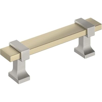 Amerock Overton 3 inch (76mm) Center-to-Center Golden Champagne/Satin Nickel Cabinet Pull, BP37080BBZG10 Amerock Overton 3 inch (76mm) Center-to-Center Golden Champagne/Satin Nickel Cabinet Pull, BP37080BBZG10