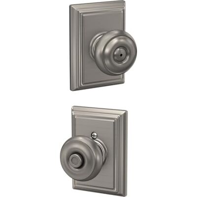 SCHLAGE F40 GEO 619 ADD Addison Deurknop met Addison Trim, Bed & Bad Privacy Lock, Satijn Nikkel SCHLAGE F40 GEO 619 ADD Addison Deurknop met Addison Trim, Bed & Bad Privacy Lock, Satijn Nikkel
