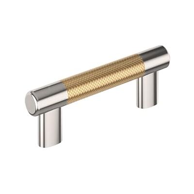 Amerock Esquire 3 inch or 3-3/4 inch (76mm or 96mm) Center-to-Center Polished Nickel/Champagne Bronze Cabinet Pull, BP36557PNCZ Amerock Esquire 3 inch or 3-3/4 inch (76mm or 96mm) Center-to-Center Polished Nickel/Champagne Bronze Cabinet Pull, BP36557PNCZ