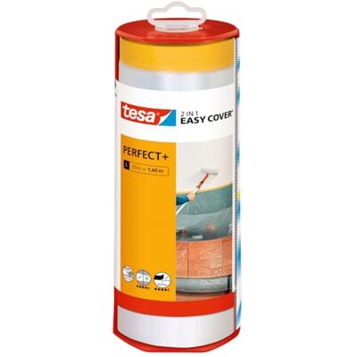 tesa Easy Cover Perfect+ Dispenser XL Afplaktape met Folie 33 x 0,55 m Washi-crępetape met schildersfolie en handige afroller voor zuivere, nauwkeurige sneden met beschermkap voor het mesje tesa Easy Cover Perfect+ Dispenser XL Afplaktape met Folie 33 x 0,55 m Washi-crępetape met schildersfolie en handige afroller voor zuivere, nauwkeurige sneden met beschermkap voor het mesje