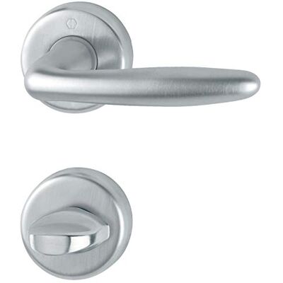 HOPPE Roissy Drukgarnituur op ronde rozet messing verchroomd mat WC-draaiknop zilver mat HOPPE Roissy Drukgarnituur op ronde rozet messing verchroomd mat WC-draaiknop zilver mat