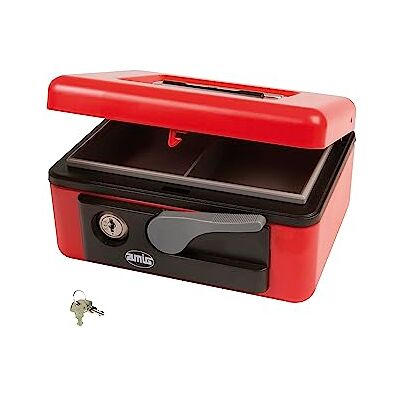 Amig Geldkist Kluis voor geld, bankbiljetten en munten Met muntlade Automatische handgreep en sleutelopening Grijze kleur Staal 197 x 154 x 80 mm Amig Geldkist Kluis voor geld, bankbiljetten en munten Met muntlade Automatische handgreep en sleutelopening Grijze kleur Staal 197 x 154 x 80 mm