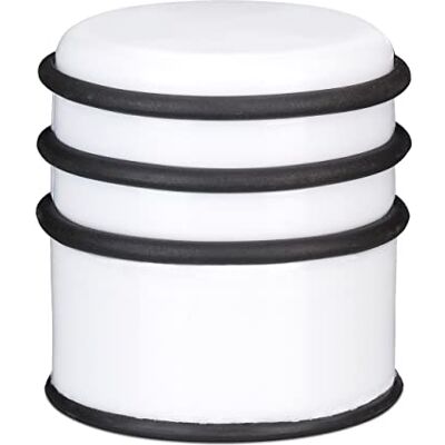 Relaxdays deurstopper met 3 rubberen ringen, zware deurbuffer, deuren & ramen, ∅ 7 cm, handig bij tocht, in het wit Relaxdays deurstopper met 3 rubberen ringen, zware deurbuffer, deuren & ramen, ∅ 7 cm, handig bij tocht, in het wit