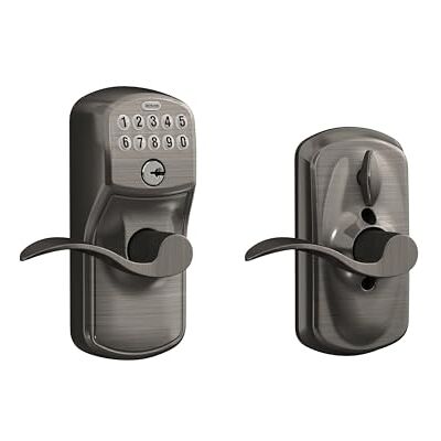 SCHLAGE FE595 PLY 620 Acc Plymouth Toetsenbord Entry met Flex-Lock en Accent Hendel, Antiek Tin SCHLAGE FE595 PLY 620 Acc Plymouth Toetsenbord Entry met Flex-Lock en Accent Hendel, Antiek Tin