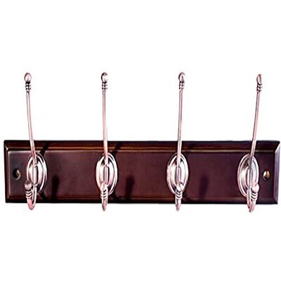 Merriway Bulk Hardware BH04660 kogelkop-hoed- en mantelhaken op antieke rail met messing-antieke afwerking Merriway Bulk Hardware BH04660 kogelkop-hoed- en mantelhaken op antieke rail met messing-antieke afwerking