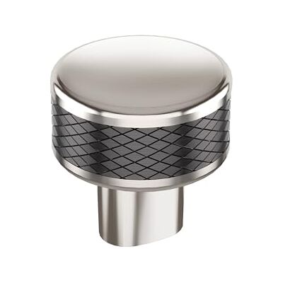 Amerock Esquire 1-1/4 inch (32mm) Diameter Polished Nickel/Gunmetal Cabinet Knob, BP36554PNGM Amerock Esquire 1-1/4 inch (32mm) Diameter Polished Nickel/Gunmetal Cabinet Knob, BP36554PNGM