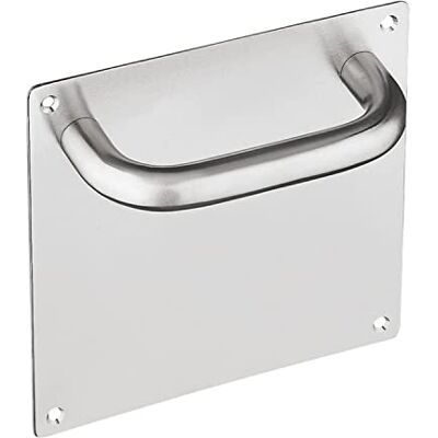 Amig Deurgreep met vierkante plaat en gebogen handgreep Mod.1 in 18/8 roestvrij staal Voor scharnierende binnen- of buitendeuren Afmetingen: Handgreep: Ø19 x 151 mm, Plaat: 180 x 180 mm Amig Deurgreep met vierkante plaat en gebogen handgreep Mod.1 in 18/8 roestvrij staal Voor scharnierende binnen- of buitendeuren Afmetingen: Handgreep: Ø19 x 151 mm, Plaat: 180 x 180 mm