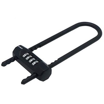 Amtech T1888 4-cijferige verstelbare lange beugel combinatie hangslot (105-160mm), zwart Amtech T1888 4-cijferige verstelbare lange beugel combinatie hangslot (105-160mm), zwart