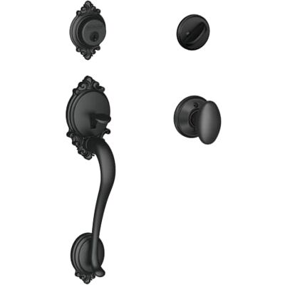SCHLAGE Brookshire enkele cilinder handvatset en Siena knop, mat zwart (F60 BRK 622 SIE) SCHLAGE Brookshire enkele cilinder handvatset en Siena knop, mat zwart (F60 BRK 622 SIE)