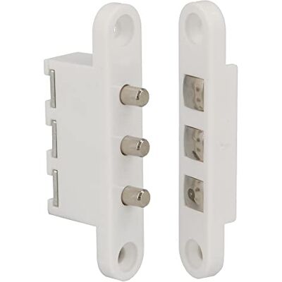 Amig Deurdoorvoerconnector met 3 aansluitingen, model 2P Maximale stroomsterkte: 2A 71 x 14 mm Laat stroom door terwijl de deur gesloten is Wit nylon Amig Deurdoorvoerconnector met 3 aansluitingen, model 2P Maximale stroomsterkte: 2A 71 x 14 mm Laat stroom door terwijl de deur gesloten is Wit nylon
