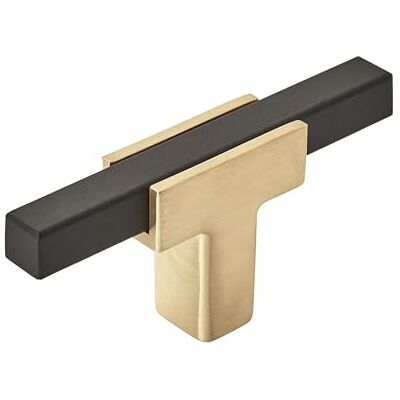 Amerock Urbanite 2-5/8 inch (67 mm) lengte geborsteld goud/matzwarte kastknop Amerock Urbanite 2-5/8 inch (67 mm) lengte geborsteld goud/matzwarte kastknop