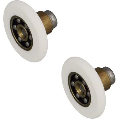Amig Douchedeurlager Set van 2 stuks Ø 20/12 mm Voorlager en M4x20 schroef Voor schuifdeuren van badkamerdouches Wit polyamide Amig Douchedeurlager Set van 2 stuks Ø 20/12 mm Voorlager en M4x20 schroef Voor schuifdeuren van badkamerdouches Wit polyamide
