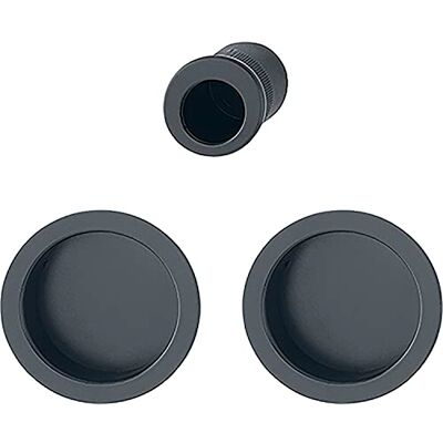 HOPPE Greepschelp schuifdeur set 2 stuks blinde rozet BL rond met stertrekgreep, aluminium zwart mat HOPPE Greepschelp schuifdeur set 2 stuks blinde rozet BL rond met stertrekgreep, aluminium zwart mat