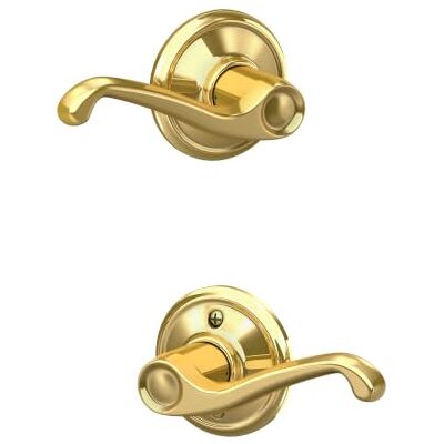 SCHLAGE F10VFLA605 Flair deurhendel hal & kast doorgang handvat, helder messing, Twin SCHLAGE F10VFLA605 Flair deurhendel hal & kast doorgang handvat, helder messing, Twin