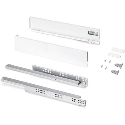 Emuca Lade kit voor keukens of bad, hoogte 93 mm, diepte 500mm, 30Kg, zachte sluiting, Panelen niet meegeleverd, Staal, Wit Emuca Lade kit voor keukens of bad, hoogte 93 mm, diepte 500mm, 30Kg, zachte sluiting, Panelen niet meegeleverd, Staal, Wit