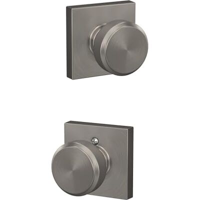 SCHLAGE F10 BWE 619 COL Bowery Door Knob with Collins Trim, Hall & Closet Passage Lock, Satin Nickel SCHLAGE F10 BWE 619 COL Bowery Door Knob with Collins Trim, Hall & Closet Passage Lock, Satin Nickel