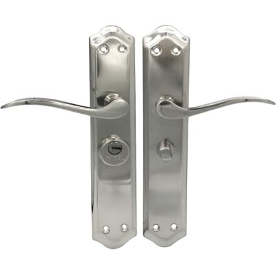 Micel 02039 deurkrukgarnituur voor deurgrepen, 47 mm, links, incl. knop met 2 sleutels, gesatineerd nikkel, zilver, 120 x 256 x 55 mm Micel 02039 deurkrukgarnituur voor deurgrepen, 47 mm, links, incl. knop met 2 sleutels, gesatineerd nikkel, zilver, 120 x 256 x 55 mm