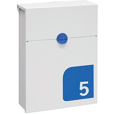 ARREGUI Tondo S E6721-BLU Brievenbus van Verzinkt Staal Formaat S (DIN A5 Post) Kleine Wandbrievenbus Bedekte Brievenbus Slot Regenbestendig met Personaliseerbaar Huisnummer Wit en Blauw ARREGUI Tondo S E6721-BLU Brievenbus van Verzinkt Staal Formaat S (DIN A5 Post) Kleine Wandbrievenbus Bedekte Brievenbus Slot Regenbestendig met Personaliseerbaar Huisnummer Wit en Blauw