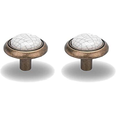 cyclingcolors 2 x ladeknop met messing-afwerking, porselein, keramiek, 24 mm, meubelstuk, vintage antieke stijl, deurgreep, commode voor huis om te schroeven cyclingcolors 2 x ladeknop met messing-afwerking, porselein, keramiek, 24 mm, meubelstuk, vintage antieke stijl, deurgreep, commode voor huis om te schroeven