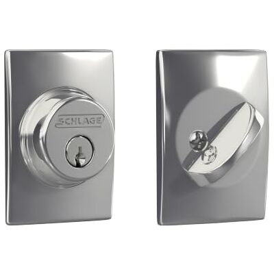 SCHLAGE B60N CEN 625 Century Enkele Cilinder Deadbolt, Helder Chroom SCHLAGE B60N CEN 625 Century Enkele Cilinder Deadbolt, Helder Chroom