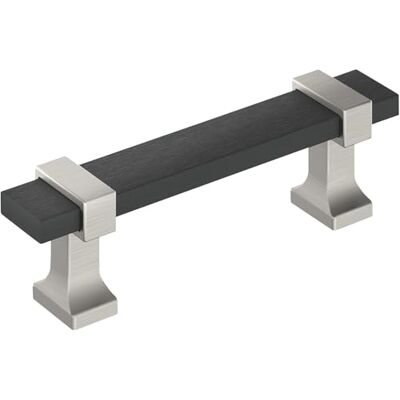 Amerock Overton 3 inch (76mm) Center-to-Center Brushed Matte Black/Satin Nickel Cabinet Pull, BP37080BMBG10 Amerock Overton 3 inch (76mm) Center-to-Center Brushed Matte Black/Satin Nickel Cabinet Pull, BP37080BMBG10