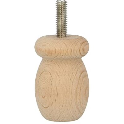 Amig Gedraaide meubelpoten, beukenhouten poten met natuurlijke afwerking, vervangende poten voor banken, bedden en tafels, bevestiging: M8 metalen plug, afmetingen: 36 x 55 mm Amig Gedraaide meubelpoten, beukenhouten poten met natuurlijke afwerking, vervangende poten voor banken, bedden en tafels, bevestiging: M8 metalen plug, afmetingen: 36 x 55 mm