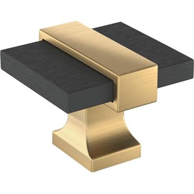 Amerock Overton 1-3/8 inch (35 mm) lengte geborsteld mat zwart/champagne bronzen kast knop, BP36680BMBCZ Amerock Overton 1-3/8 inch (35 mm) lengte geborsteld mat zwart/champagne bronzen kast knop, BP36680BMBCZ