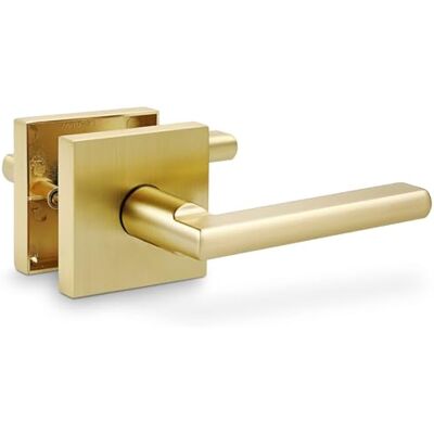 Linkaa Passage Gold Stain Messing Deurhendel, Slaapkamer Badkamer Deurgrepen Keyless Interieur, Exterieur/Interieur Deurklink, Geen Slot Linkaa Passage Gold Stain Messing Deurhendel, Slaapkamer Badkamer Deurgrepen Keyless Interieur, Exterieur/Interieur Deurklink, Geen Slot