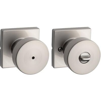 Kwikset Pismo Deurknop voor binnengebruik met slot, deurklink, voor badkamer en slaapkamer, satijn, nikkel, sleutelloze draaislot, deurknop, met microban-bescherming Kwikset Pismo Deurknop voor binnengebruik met slot, deurklink, voor badkamer en slaapkamer, satijn, nikkel, sleutelloze draaislot, deurknop, met microban-bescherming