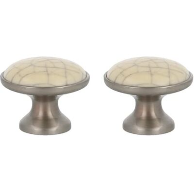 Amig Pack van 2 Meubelknoppen Ø29 Mm Kleur Geborsteld Nikkel Gemaakt van Zamak/Ceramiek Voor lades en kasten in de keuken en badkamer met een modern decoratief gebruik Mod. 822 Amig Pack van 2 Meubelknoppen Ø29 Mm Kleur Geborsteld Nikkel Gemaakt van Zamak/Ceramiek Voor lades en kasten in de keuken en badkamer met een modern decoratief gebruik Mod. 822
