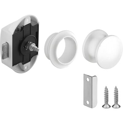 cyclingcolors Slot met push-lock-knop, duwas, 25 mm, rozet, ideaal voor boten, caravans, camper, bestelwagen, sluiting zonder sleutel, wit cyclingcolors Slot met push-lock-knop, duwas, 25 mm, rozet, ideaal voor boten, caravans, camper, bestelwagen, sluiting zonder sleutel, wit