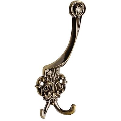 GTV Drievoudige kledinghaak K24, retrostijl met Jugendstil van metaal ZnAl, 150 x 50 mm, inclusief schroeven, afwerking messing antiek GTV Drievoudige kledinghaak K24, retrostijl met Jugendstil van metaal ZnAl, 150 x 50 mm, inclusief schroeven, afwerking messing antiek