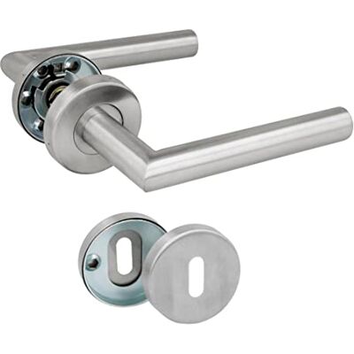 Amig Deurklinkset met rozet 136 x Ø19 mm Elegant en eenvoudig ontwerp Ideaal voor thuis of op kantoor Roestvrij staal Matzilver Inclusief sleutelgat voor draaiknop Amig Deurklinkset met rozet 136 x Ø19 mm Elegant en eenvoudig ontwerp Ideaal voor thuis of op kantoor Roestvrij staal Matzilver Inclusief sleutelgat voor draaiknop