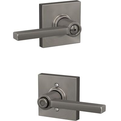 SCHLAGE F40 LAT 619 COL Latitude deurhendel met Collins Trim, Bed & Bad Privacy Lock, Satijn Nikkel SCHLAGE F40 LAT 619 COL Latitude deurhendel met Collins Trim, Bed & Bad Privacy Lock, Satijn Nikkel