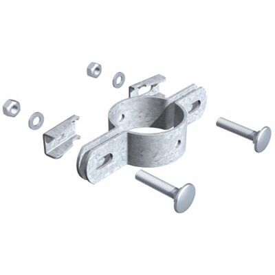 Alberts 563387 dubbele klem, ruw staal, thermisch verzinkt, voor paaldiameter 34 mm Alberts 563387 dubbele klem, ruw staal, thermisch verzinkt, voor paaldiameter 34 mm