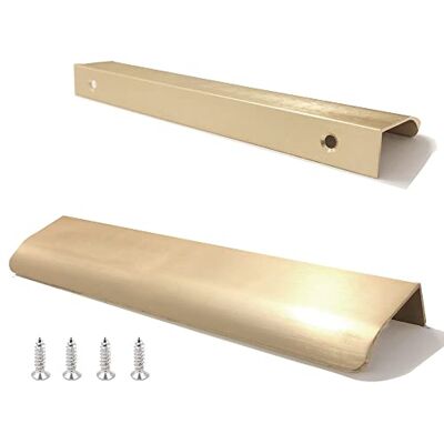 JOOJA 10 Pack Moderne Stijl Vinger Edge Pull Meubels LadeHandles Verborgen Kast Keuken Lade Handvatten Knoppen, Messing, 300mm JOOJA 10 Pack Moderne Stijl Vinger Edge Pull Meubels LadeHandles Verborgen Kast Keuken Lade Handvatten Knoppen, Messing, 300mm