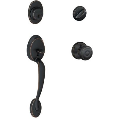 SCHLAGE Plymouth enkele cilinder trekhandvat en Georgische knop, verouderd brons (F60 PLY 716 GEO) SCHLAGE Plymouth enkele cilinder trekhandvat en Georgische knop, verouderd brons (F60 PLY 716 GEO)