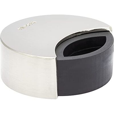 WAGNER Design vloer deurstopper SCREW OR GLUE/schroef of lijm diameter Ø 50 x 18 mm, geborsteld metaal, inox look, thermoplastisch rubber, 2 stopstanden, designprijs- 15515111 WAGNER Design vloer deurstopper SCREW OR GLUE/schroef of lijm diameter Ø 50 x 18 mm, geborsteld metaal, inox look, thermoplastisch rubber, 2 stopstanden, designprijs- 15515111
