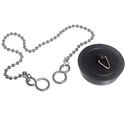 Merriway Bulk Hardware bh04748 38 mm gootsteenstekker met 300 mm chroom vergulde ketting en S-haken zwart Merriway Bulk Hardware bh04748 38 mm gootsteenstekker met 300 mm chroom vergulde ketting en S-haken zwart