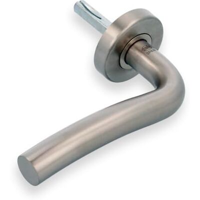 Amig Deurgreep met rozet 19ED met messing binnenwerk, 18/8 roestvrij staal, Afmeting: 53 mm, 8 mm vierkante spindel, Ideaal voor voordeuren, Deuropening: Rechts, Afwerking: Mat Amig Deurgreep met rozet 19ED met messing binnenwerk, 18/8 roestvrij staal, Afmeting: 53 mm, 8 mm vierkante spindel, Ideaal voor voordeuren, Deuropening: Rechts, Afwerking: Mat