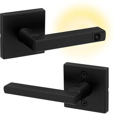 Kwikset Halifax Led-bewegingsgestuurde deurhendel voor kast- en gangdeuren, omkeerbaar, niet-vergrendelende handgreep, matzwart, met microban-bescherming Kwikset Halifax Led-bewegingsgestuurde deurhendel voor kast- en gangdeuren, omkeerbaar, niet-vergrendelende handgreep, matzwart, met microban-bescherming