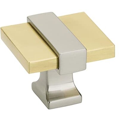 Amerock Kastknop geborsteld goud/satijn nikkel 1-3/8 inch (35 mm) lengte overton 1 pak ladeknop kastbeslag Amerock Kastknop geborsteld goud/satijn nikkel 1-3/8 inch (35 mm) lengte overton 1 pak ladeknop kastbeslag