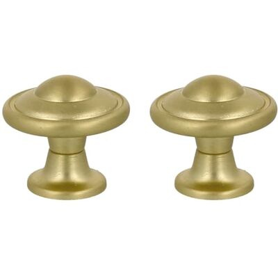 Amig Pack van 2 Meubelknoppen Diameter Ø30 mm Kleur Geborsteld Goud Gemaakt van Zamak Gouden Trekknoppen voor Lades Mod. 809 Amig Pack van 2 Meubelknoppen Diameter Ø30 mm Kleur Geborsteld Goud Gemaakt van Zamak Gouden Trekknoppen voor Lades Mod. 809