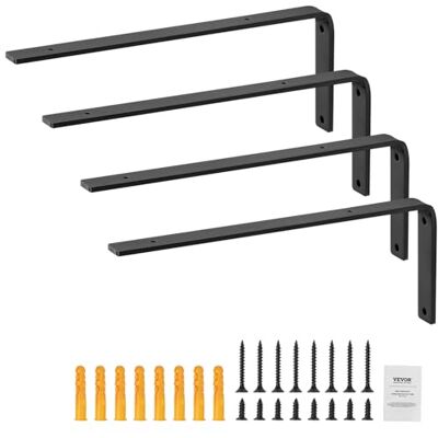 VEVOR Plankbeugel, zware zwevende plankbeugels 25,4 x 15,2 cm, 4 stuks beugels voor planken, 5 mm dikke matzwarte L-plankbeugel, stalen rekken met 160 lbs draagvermogen VEVOR Plankbeugel, zware zwevende plankbeugels 25,4 x 15,2 cm, 4 stuks beugels voor planken, 5 mm dikke matzwarte L-plankbeugel, stalen rekken met 160 lbs draagvermogen