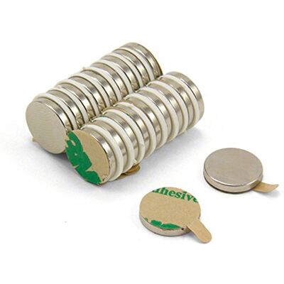 first4magnets F312SA-20 klevende 12 mm diameter x 2 mm dikke N42-neodymium magneet 1,6 kg aantrekkingskracht (Zuid) (2 stuks verpakking), zilver first4magnets F312SA-20 klevende 12 mm diameter x 2 mm dikke N42-neodymium magneet 1,6 kg aantrekkingskracht (Zuid) (2 stuks verpakking), zilver