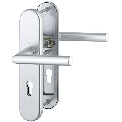 HOPPE AMSTERDAM voordeurgarnituur DIN-norm afstand 92 mm zilver geanodiseerd lange profielcilinderplaat voor deurdikte 67-72 mm zonder trekbescherming HOPPE AMSTERDAM voordeurgarnituur DIN-norm afstand 92 mm zilver geanodiseerd lange profielcilinderplaat voor deurdikte 67-72 mm zonder trekbescherming