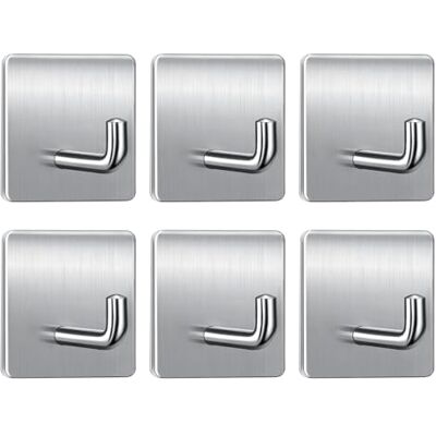 KOOSREEL Zelfklevende haken, extra plakkerig en sterk aan muur en deur, 6 stuks 304 roestvrijstalen zware haken voor deuren, keuken, badkamer, kasten, kantoor, muren, jassen, sleutels, zilver KOOSREEL Zelfklevende haken, extra plakkerig en sterk aan muur en deur, 6 stuks 304 roestvrijstalen zware haken voor deuren, keuken, badkamer, kasten, kantoor, muren, jassen, sleutels, zilver